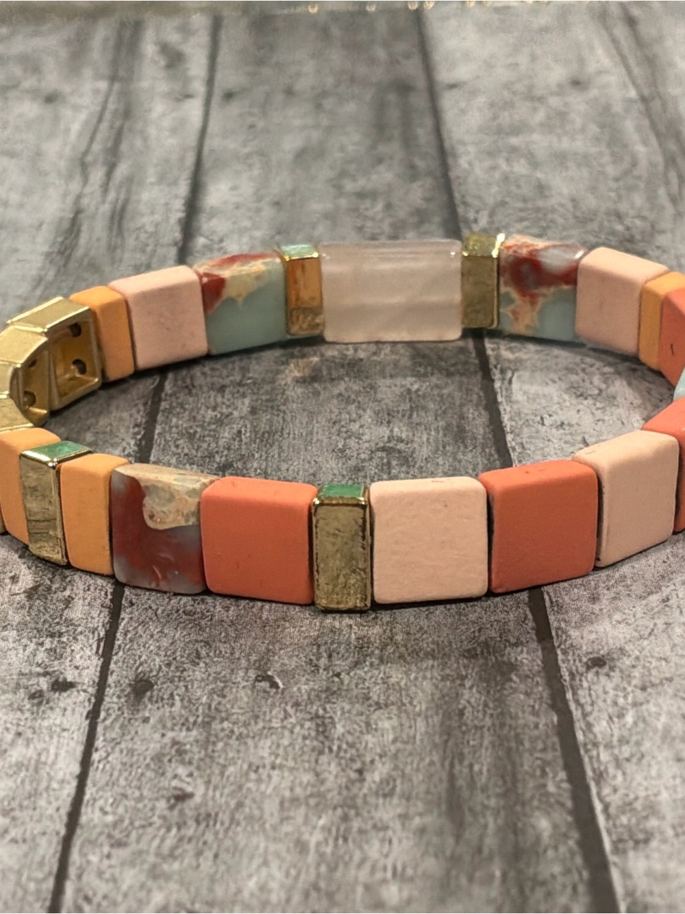 Vintage SCOUT CURATED stretch bracelet xoxo tiles